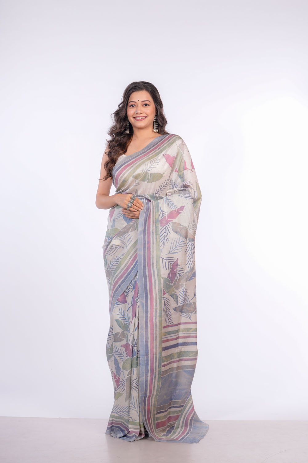 Premium Fabric and Delicate Floral Designed Batik Silk Saree