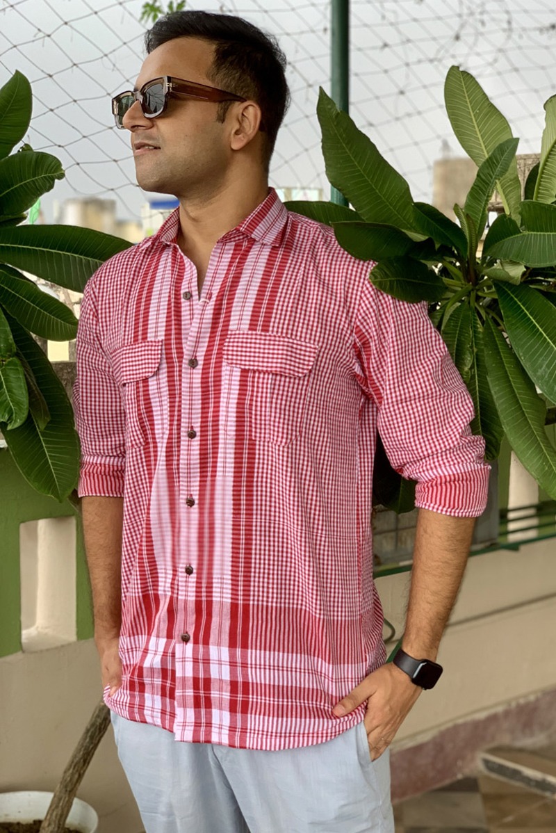 Crimson Checkered Classic Gamcha Shirt