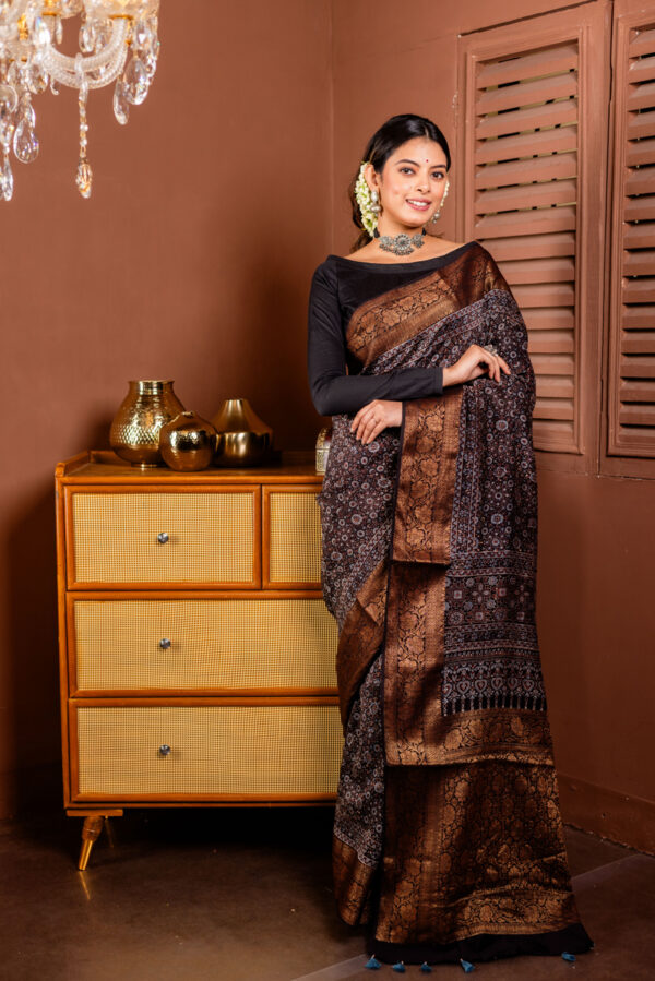 Rich Earth Tones: Ajrakh on Silk Cotton