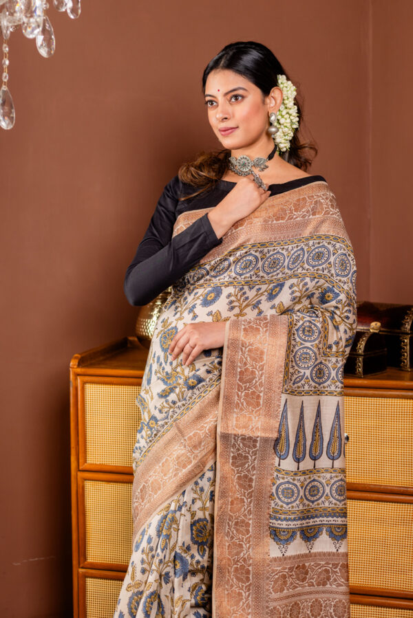 Golden Sands and Indigo Dreams: Ajrakh on Silk Cotton - Image 3