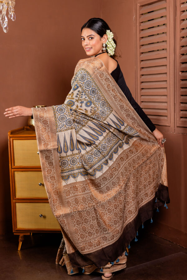 Golden Sands and Indigo Dreams: Ajrakh on Silk Cotton - Image 4