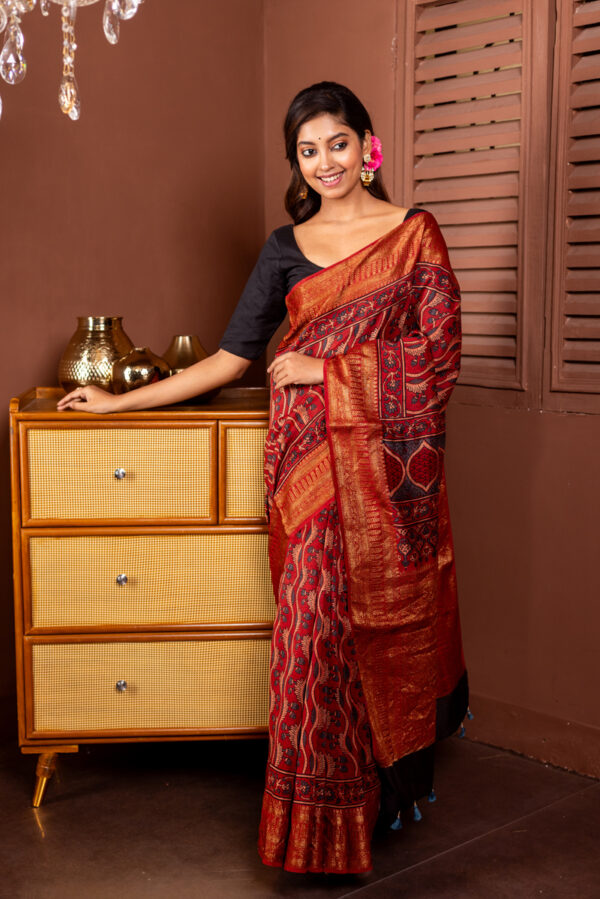Earth's rich pigments and vibrant hues of Ajrakh on Silk Cotton