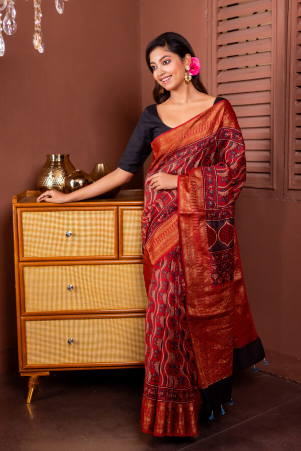 Earth's rich pigments and vibrant hues of Ajrakh on Silk Cotton - Image 2
