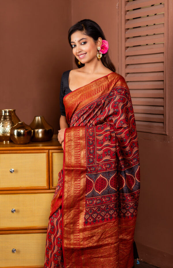 Earth's rich pigments and vibrant hues of Ajrakh on Silk Cotton - Image 3